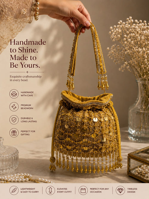Mastani – Golden Beaded Potli Bag